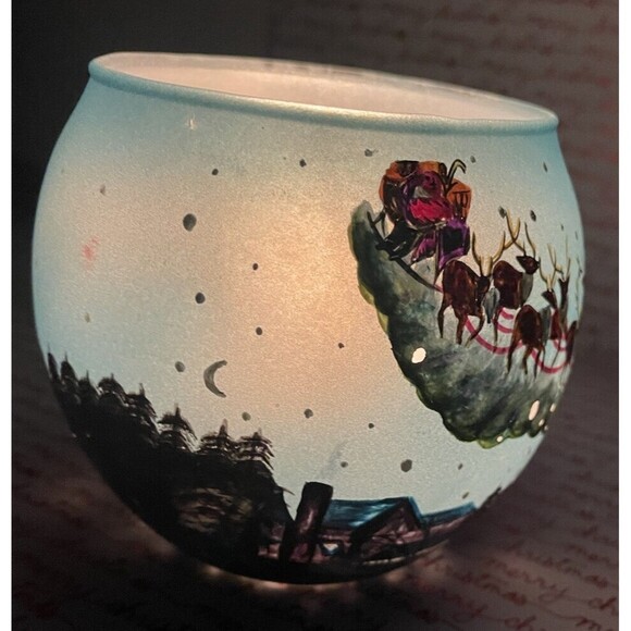Christmas Reindeer Winter land 3 " Candle Holder Hand Painted - Picture 5 of 12
